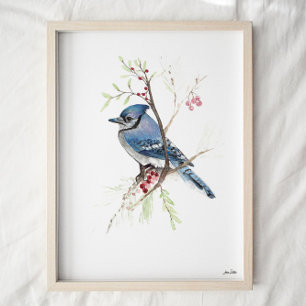 Poster Blue Jay Bird Aquarelle Art Imprimer