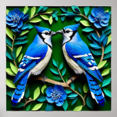 Poster Blue Jay Birds Papier Art (Devant)
