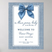 Poster Blue Jean En vichy Coquette Bow Baby shower Bienve (Devant)