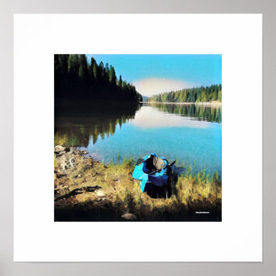 Poster Blue Kayak sur la rive