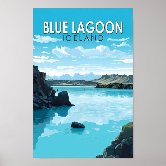 Poster Blue Lagoon Islande Travel Art Vintage (Devant)