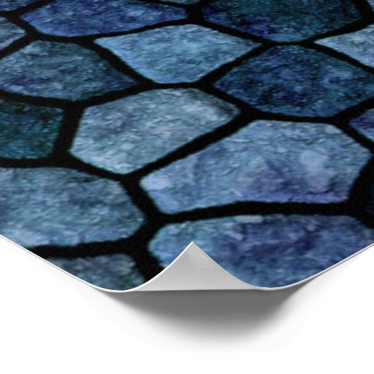 Poster Blue Lagoon Midnight Cobbled Patchwork Terrazo Pat (Coin)