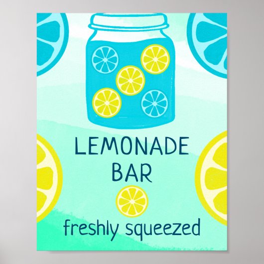 Poster Blue Lemonade Bar Birthday Sign (Devant)