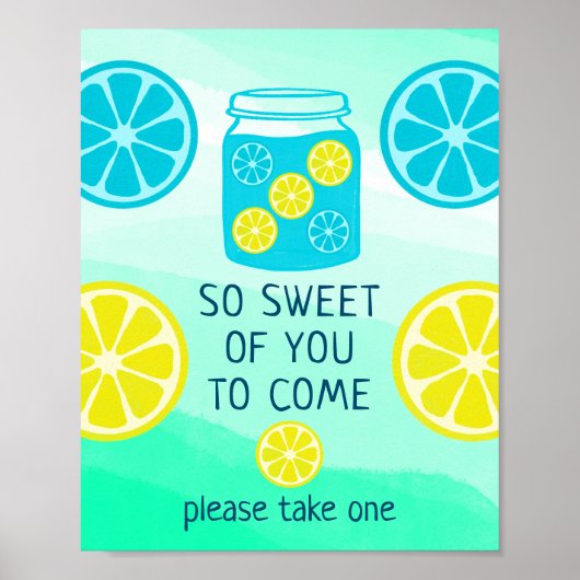 Poster Blue Lemonade Birthday Favor Sign (Devant)