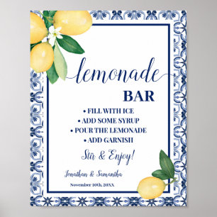 Poster Blue Lemons Bar à limonade méditerranéen