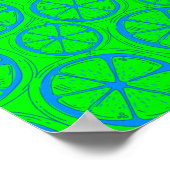 Poster Blue Lime Lemon Pattern with Neon Green Background (Coin)