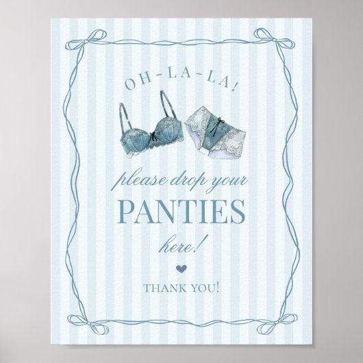 Poster Blue Lingerie Bachelorette Panties Please Sign (Devant)