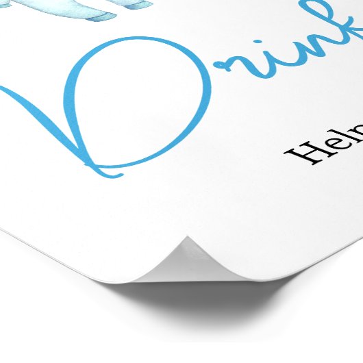 Poster Blue Little Boo Baby shower Halloween Boissons (Coin)