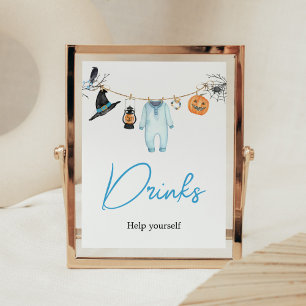 Poster Blue Little Boo Baby shower Halloween Boissons