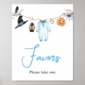 Poster Blue Little Boo Halloween Baby shower Faveurs (Devant)