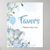 Poster Blue Little Peanut Elephant Baby shower Faveurs (Devant)