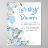 Poster Blue Little Peanut Elephant Late Night Diapés (Devant)