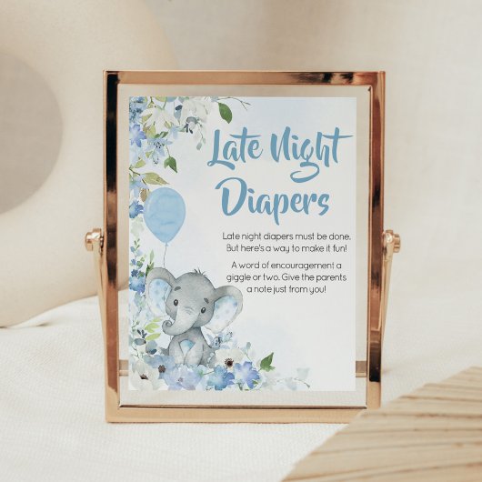 Poster Blue Little Peanut Elephant Late Night Diapés