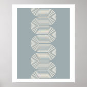 Poster Blue Lombard Wavy Lines Modern Minimal Art Print (Devant)