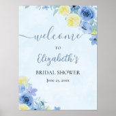 Poster Blue Mediterranean Lemon Bridal shower (Devant)