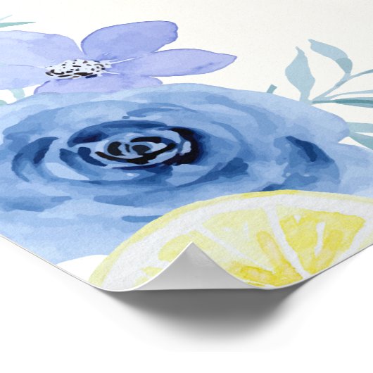 Poster Blue Mediterranean Lemon Bridal shower (Coin)