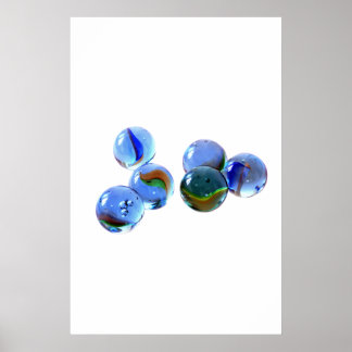 Poster Blue Memories: Minimalist Glass Marbles Art