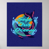 Poster Blue Minimalist beschermt onze oceaan (Voorkant)