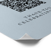 Poster Blue Minimalist Honeymoon Fund Sign with QR Code (Coin)