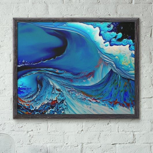 Poster Blue Modern Fluid art Abstrait