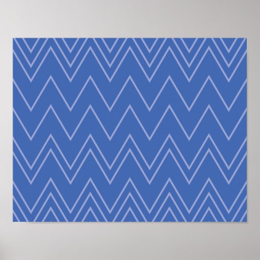 Poster Blue, moderne, simple, cool, trendy zigzag (Devant)