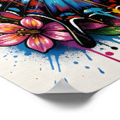 Poster Blue Morpho Butterfly Street Art Graffiti Grunge (Coin)