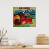 Poster Blue Mountain Apple Crate LabelCove, OU (Cuisine)