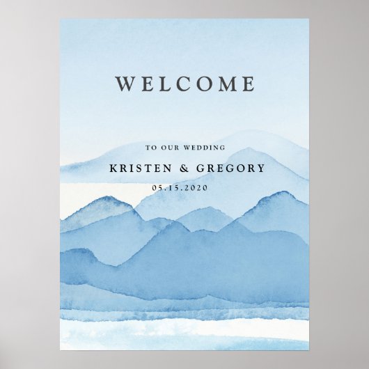 Poster Blue Mountain Range Paysage Mariage Bienvenue (Devant)