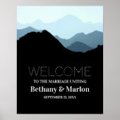 Poster Blue Mountain Range, Rustique Mariage Bienvenue (Devant)