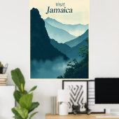 Poster Blue Mountains, Jamaica – Vintage Illustration (Bureau à domicile)