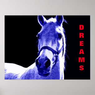 Poster Blue Night Horse Dreams Motivational Art