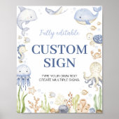 Poster Blue Ocean Animaux Boy Party Panneau de table pers (Devant)