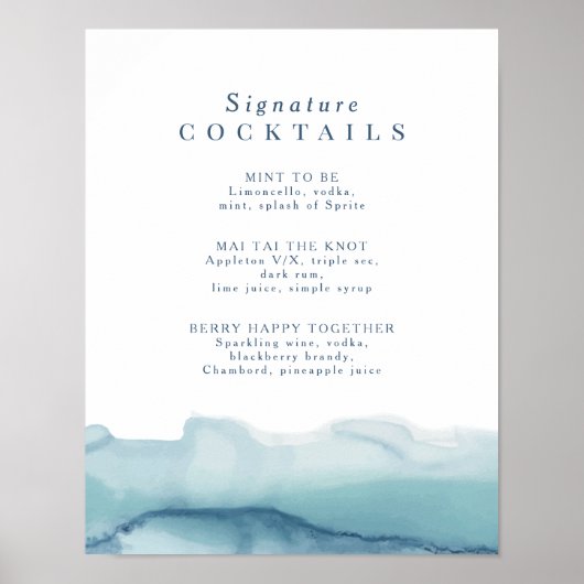 Poster Blue Ocean Mariage Signature Cocktail Menu Signer (Devant)