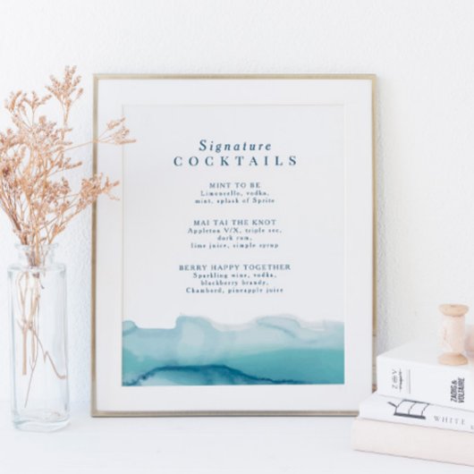 Poster Blue Ocean Mariage Signature Cocktail Menu Signer