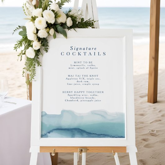 Poster Blue Ocean Mariage Signature Cocktail Menu Signer
