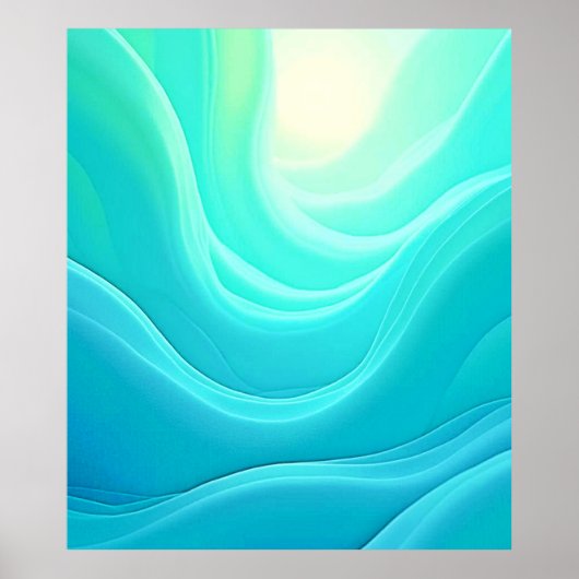 Poster Blue Ocean Serenity Waves Abstrait Design (Devant)