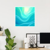 Poster Blue Ocean Serenity Waves Abstrait Design (Bureau à domicile)