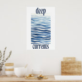 Poster Blue Ocean Waves Art Print Abstract Coastal Wall (Cuisine)
