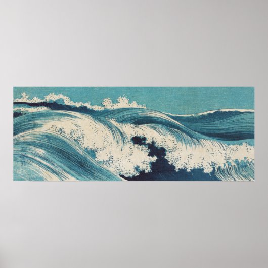 Poster Blue Ocean Waves Bois japonais (Devant)