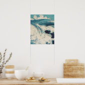 Poster Blue Ocean Waves Bois japonais (Cuisine)
