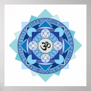 Poster Blue OM Mandala