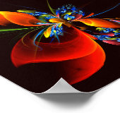 Poster Blue Orange Floral Moderne Art Abstrait Motif #03 (Coin)