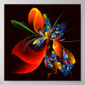 Poster Blue Orange Floral Moderne Art Abstrait Motif #03 (Devant)