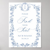 Poster Blue Ornate Victorian Grace Find Your Seat Sign (Devant)