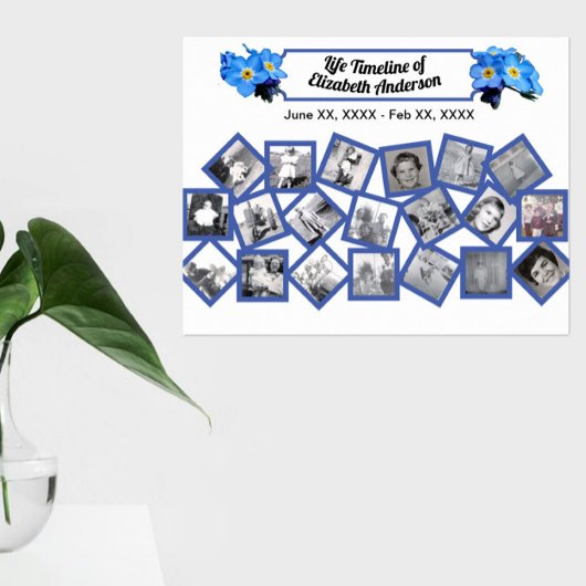 Poster Blue Ouget Me Nots Timeline Photo Collage