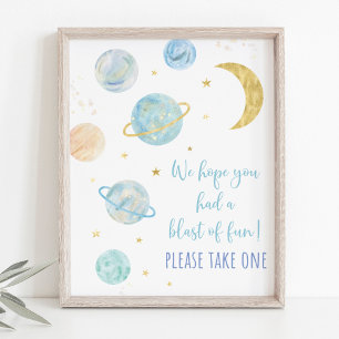 Poster Blue Pastel Galaxy Espace Anniversaire Fête Favori