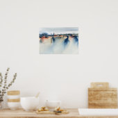 Poster Blue Peach Atmospheric Abstrait Paysage Peinture (Cuisine)
