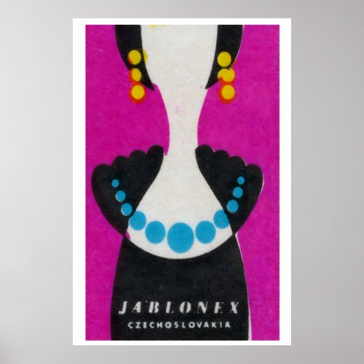 Poster Blue Pearl Necklace - Matchbox Print - Czech Wall (Devant)