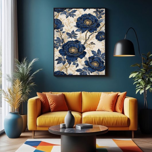 Poster Blue Peonies