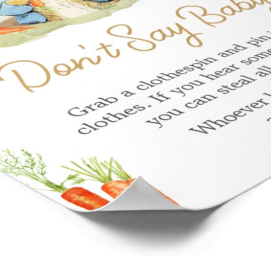 Poster Blue Peter Rabbit Baby shower Ne pas dire bébé (Coin)